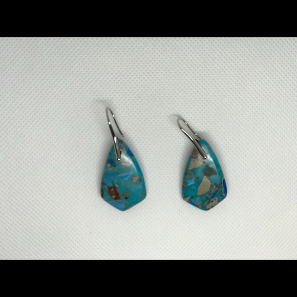 Turquoise semi precious whole stone earrings - Picture 2 of 2